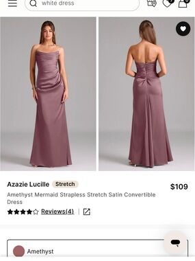 Azazie Lucille Amethyst Strapless Stretch Satin Dress A8